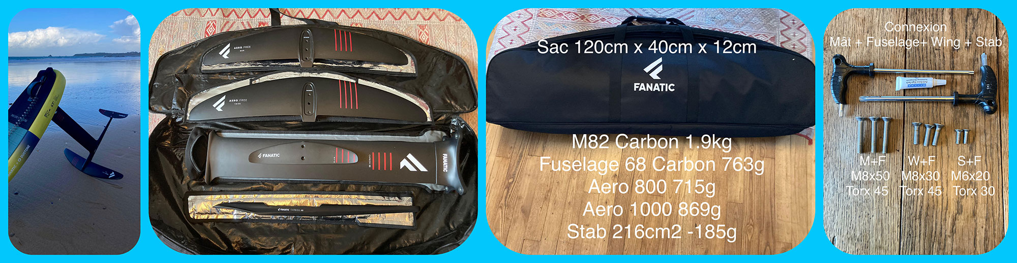 Test Foil Fanatic Aero 800 et 1000 - Mat Carbon 82cm - Fuselage Carbon 68cm