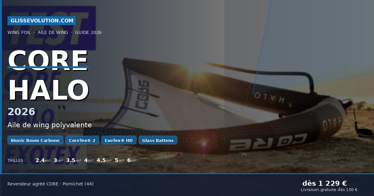 Core Halo 2026 — Aile de wing polyvalente Bionic Boom carbone — GlissEvolution