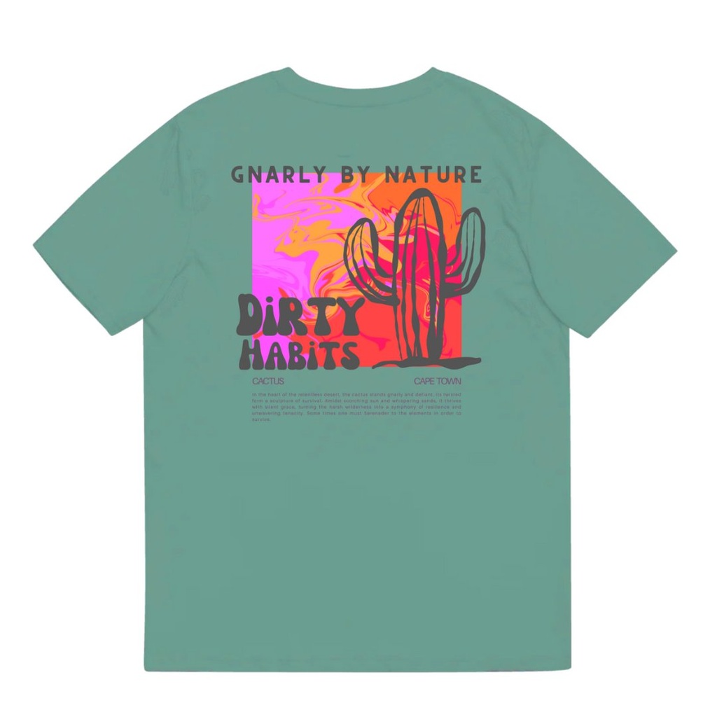 DIRTY HABITS GNARLY OVERSIZE TEE - T-SHIRT VERT DÉLAVÉ